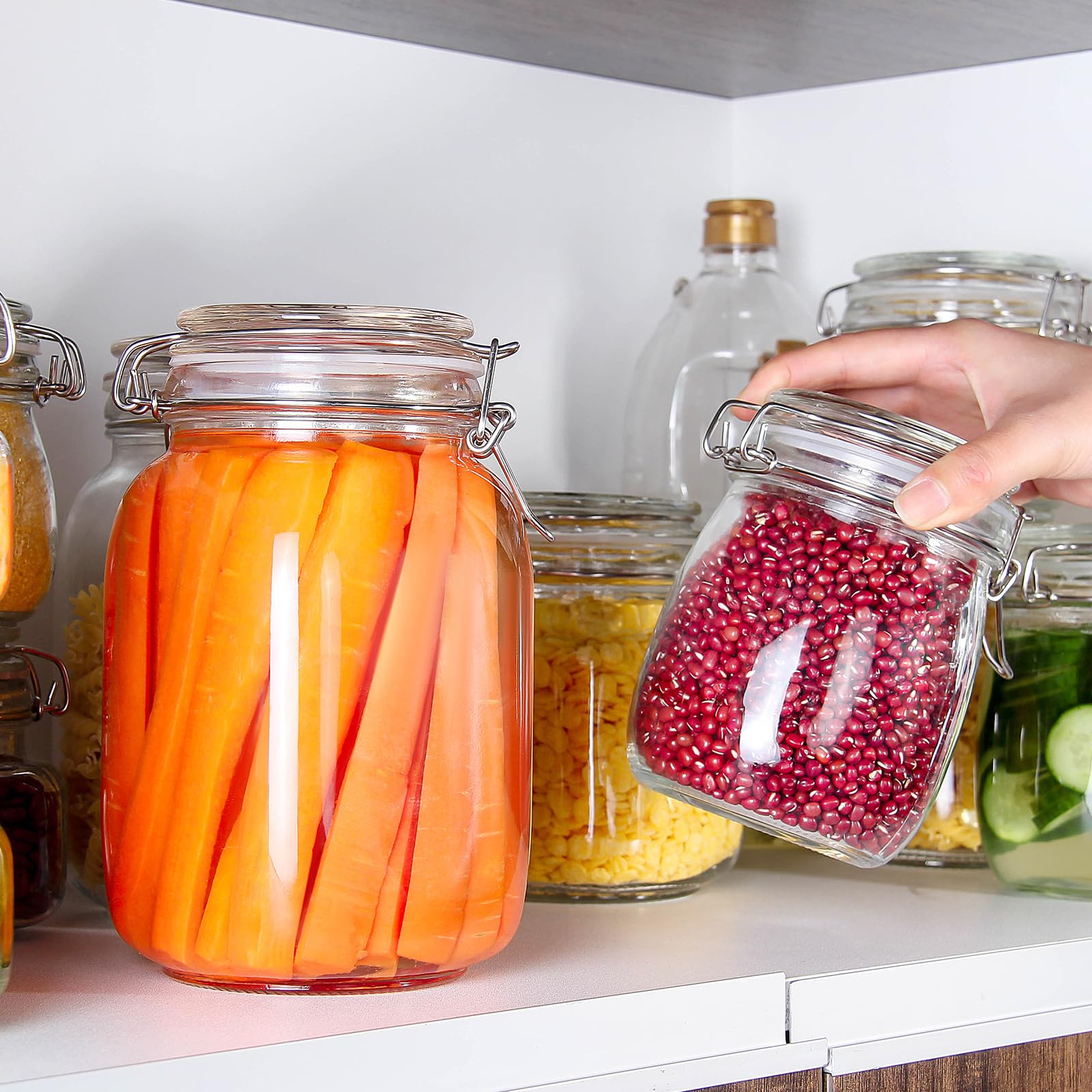 Yeboda 24Oz Food Storage Canister Glass Jars With Clamp Airtight Lids And Silicone Gaskets For Multi-Purpose Kitchen Containers